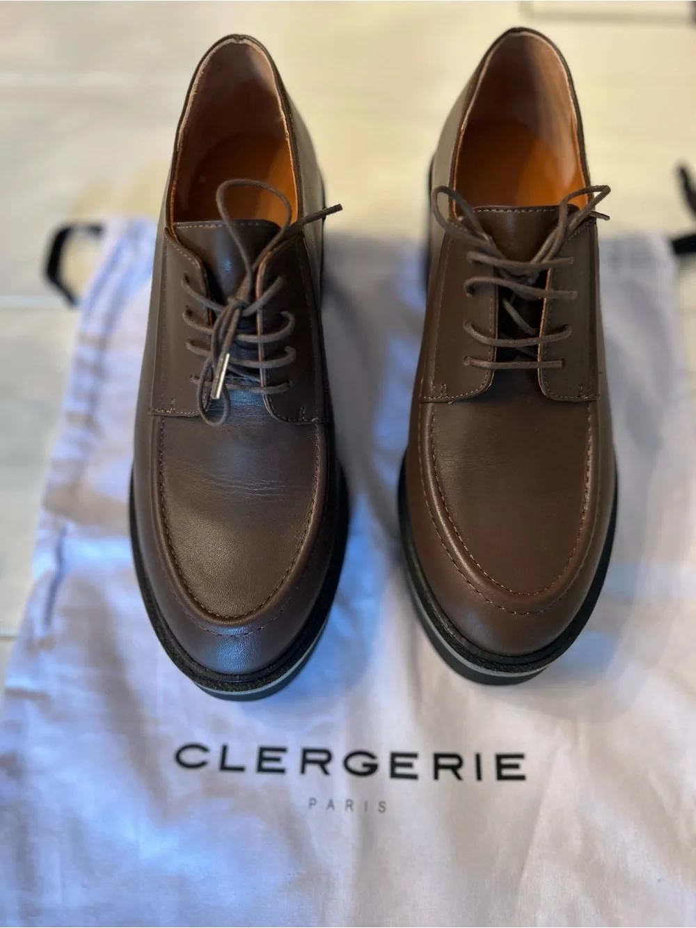 Robert Clergerie Black Patent Platform Lace-Up Shoes